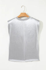 Round Neck Satin Tank Top OutfitFlow