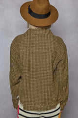 POL Raw Hem Button Up Jacket with Chest Pockets OutfitFlow