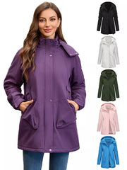 Full Size Hooded Mid-Length Windproof Outerwear Plus Size OutfitFlow