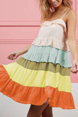 BiBi Color Blocked Tiered Dress OutfitFlow