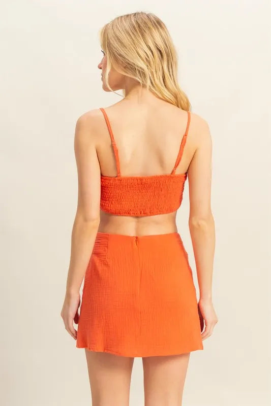 HYFVE Ruched Bra Top and Mini Skirt Set OutfitFlow
