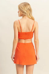 HYFVE Ruched Bra Top and Mini Skirt Set OutfitFlow