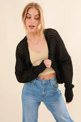 And The Why Fishnet Knitting Bolero Cardigan OutfitFlow