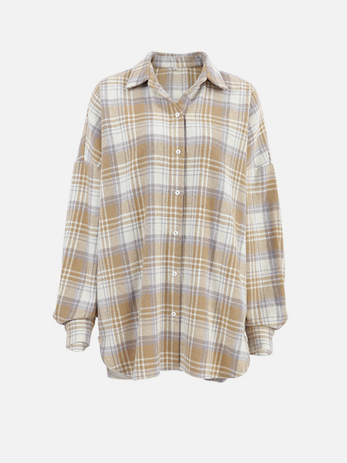 Outfit Flow - Plaid Collared Neck Dropped Shoulder Shirt