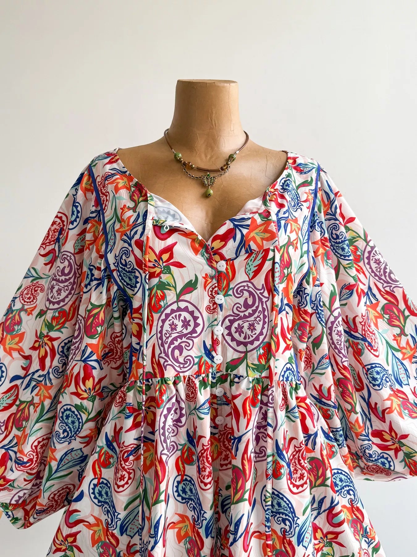 Plus Size Boho Floral Print Button-Down Romper OutfitFlow