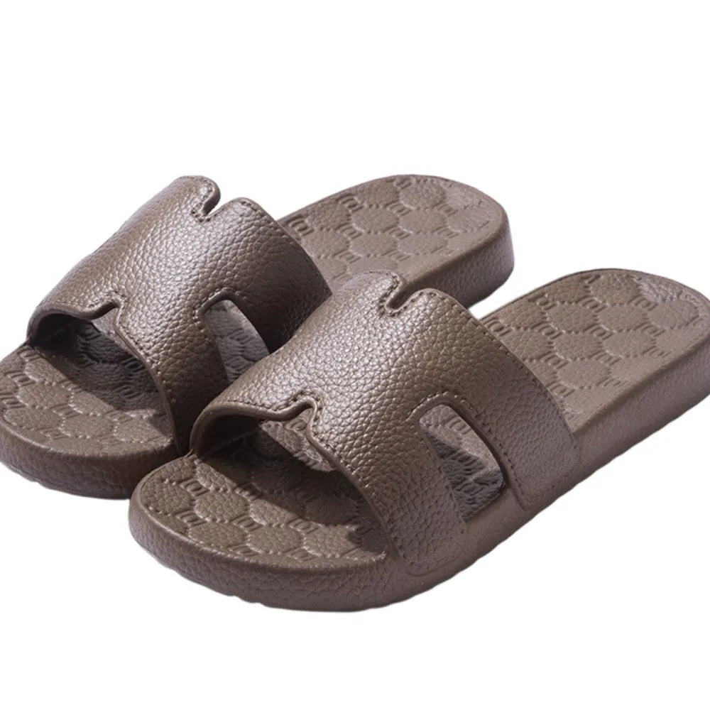 Open Toe Platform Slippers Dark Brown OutfitFlow
