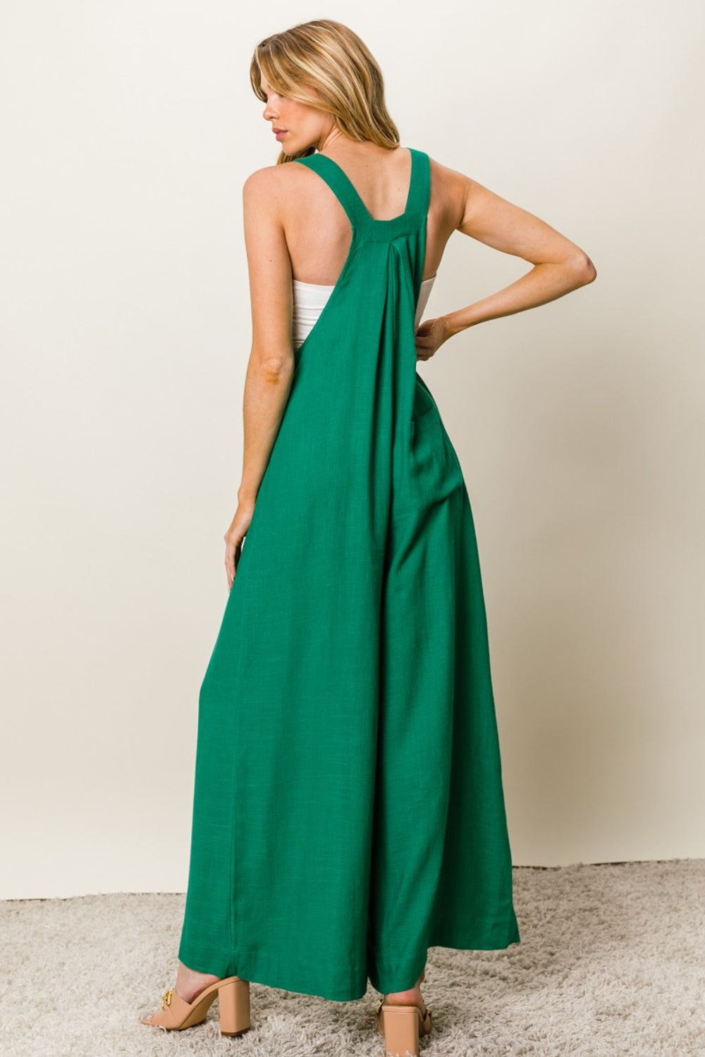 Outfit Flow - BiBi Texture Sleeveless Wide Leg Jumpsuit