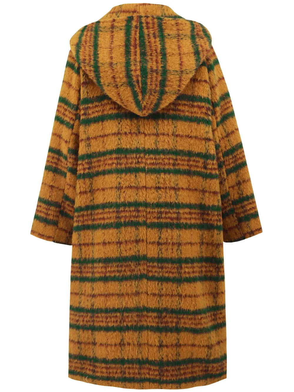 Plaid Long Sleeve Hooded Coat with Pockets OutfitFlow