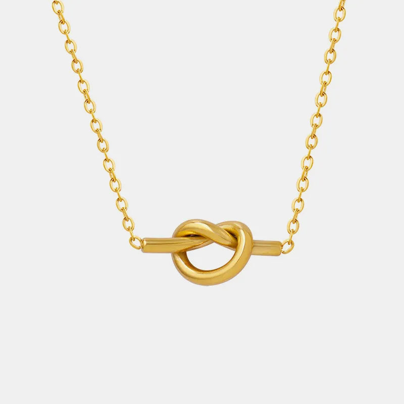 18K Gold-Plated Titanium Steel Knot Necklace Gold One Size OutfitFlow