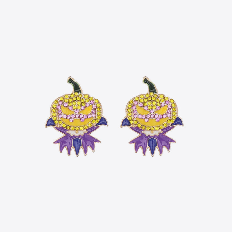 Demon Pumpkin Rhinestone Alloy Earrings OutfitFlow