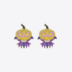 Demon Pumpkin Rhinestone Alloy Earrings OutfitFlow