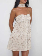 Sweetheart Neck Tube Mini Dress Apricot OutfitFlow