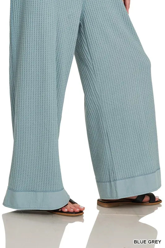 Zenana Knit Waffle Wide Leg Overalls OutfitFlow