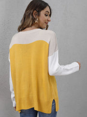 Color Block Round Neck Sweater OutfitFlow