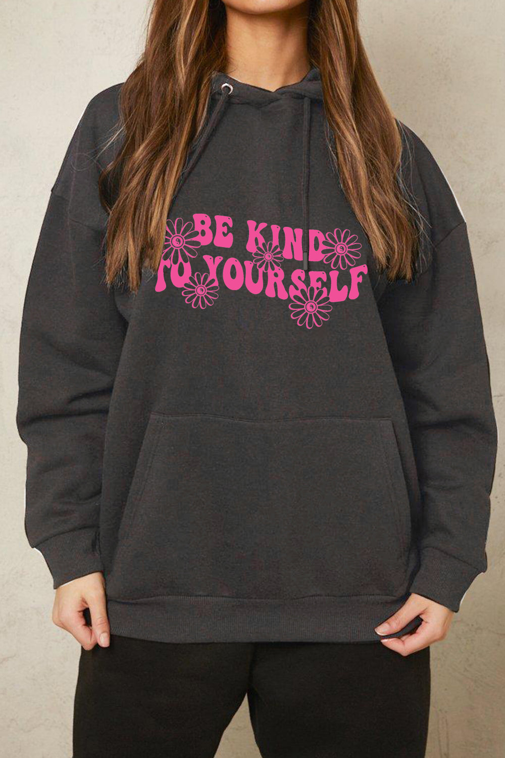 Outfit Flow - Simply Love Simply Love Full Size BE KIND TO YOURSELF Graphic Hoodie