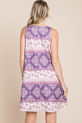 BOMBOM Bohemian Print Sleeveless Dress OutfitFlow