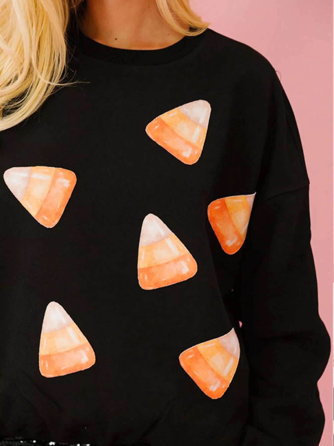 Halloween Sequin Round Neck Sweatshirt OutfitFlow