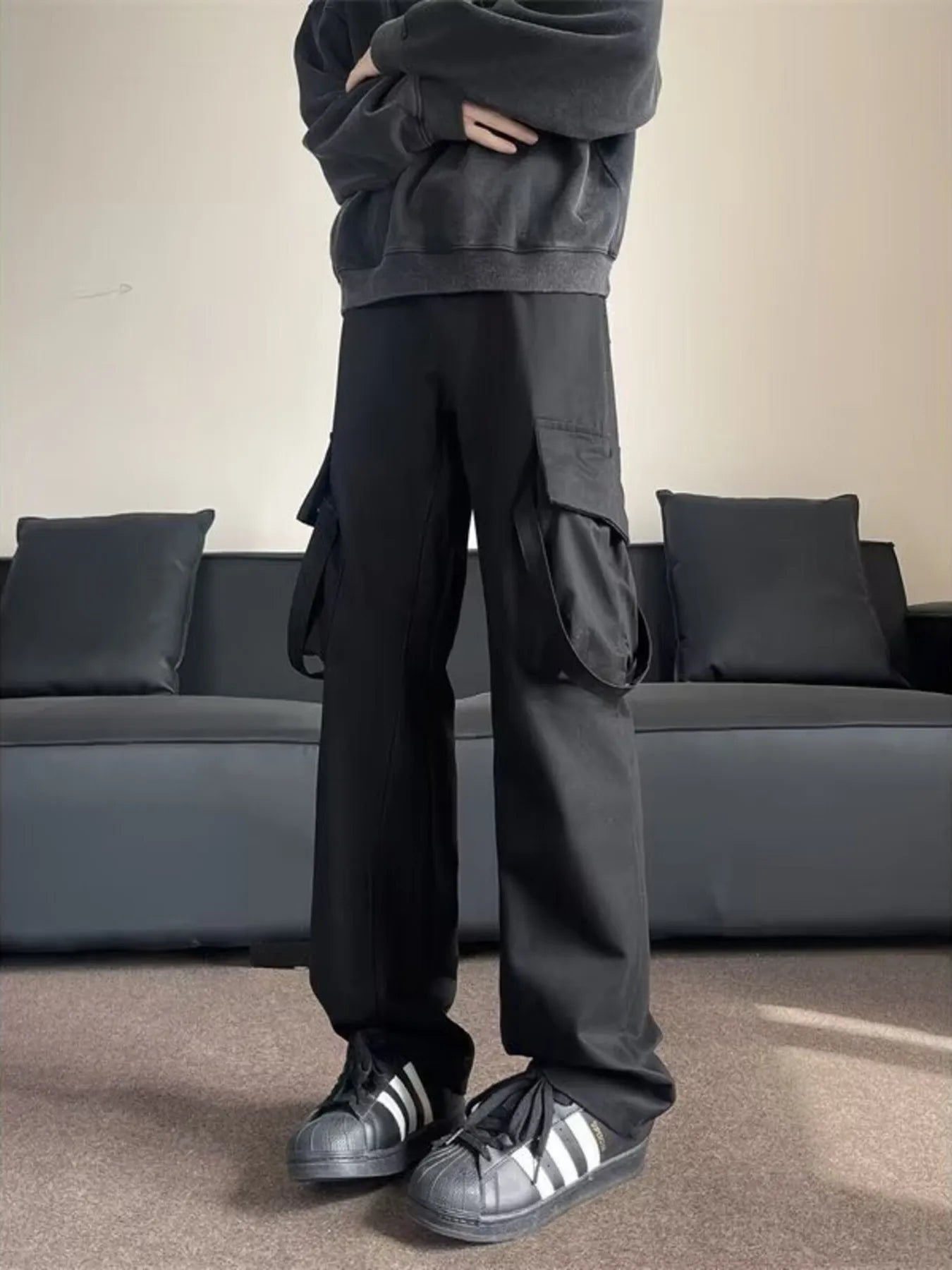 Men's Plus Size Loose Fit Cargo Pants Trendsi