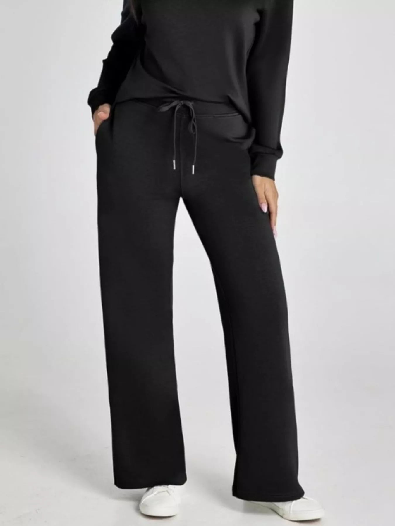 Full Size Johnny Collar Long Sleeve Top and Pants Plus Size OutfitFlow