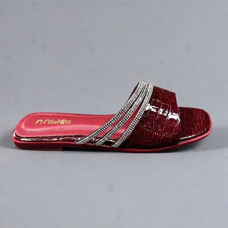Open Toe Flats Sandals Red OutfitFlow