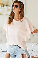 BiBi Thermal Knit with Ruffled Sleeve Top OutfitFlow