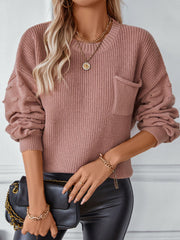 Outfit Flow - Round Neck Drop Shoulder Sweater