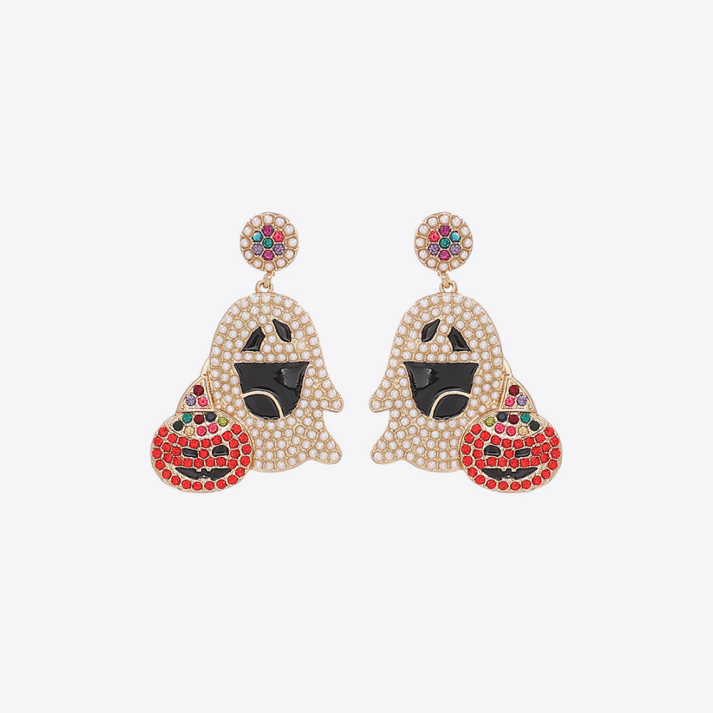 Ghost Rhinestone Alloy Earrings Multicolor One Size OutfitFlow