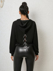 Outfit Flow - Lace-Up Long Sleeve Hoodie