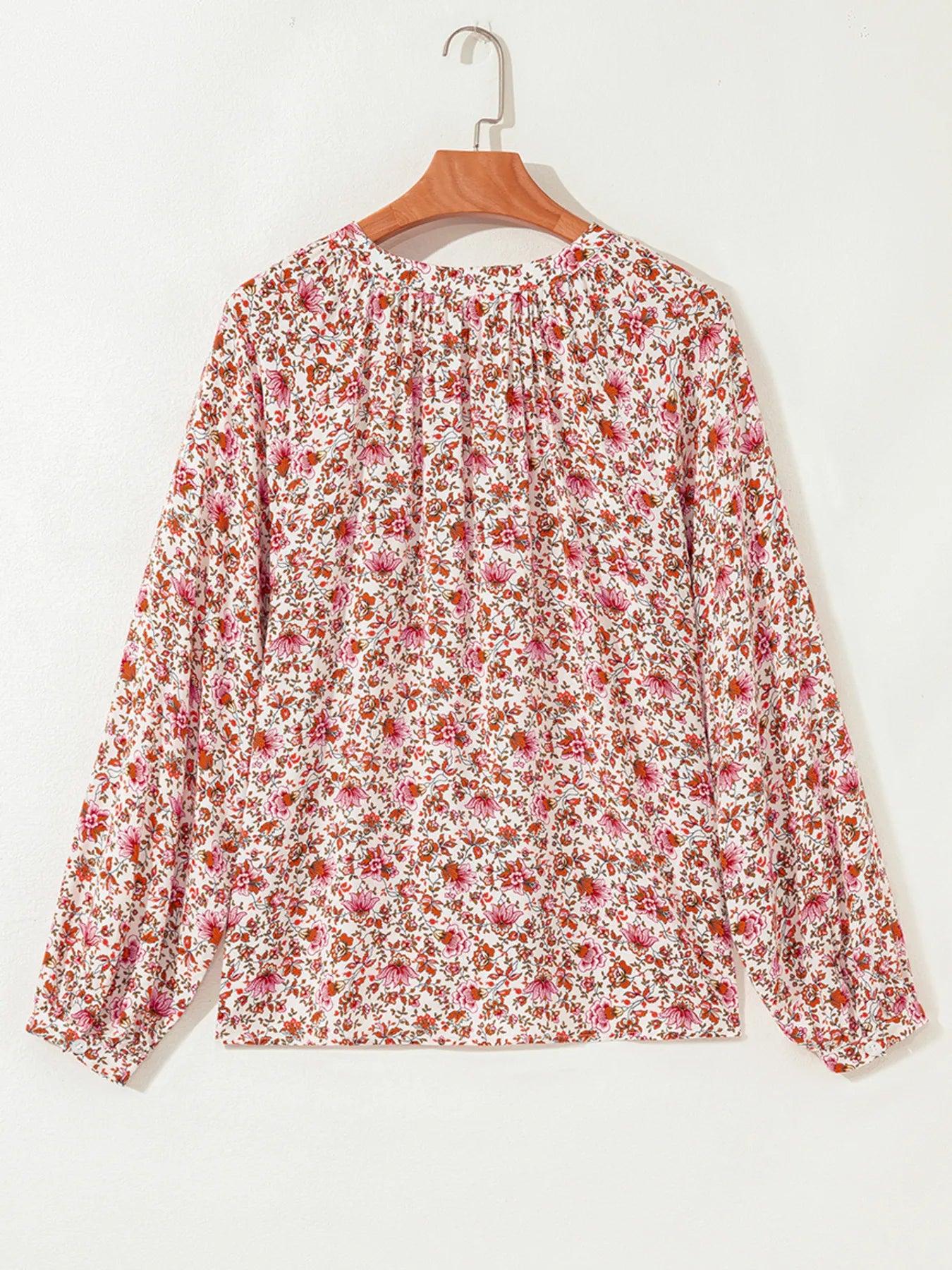 Floral Long Sleeve Button Down Blouse OutfitFlow