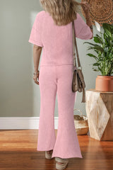Star Round Neck Half Sleeve Top and Pants Set OutfitFlow