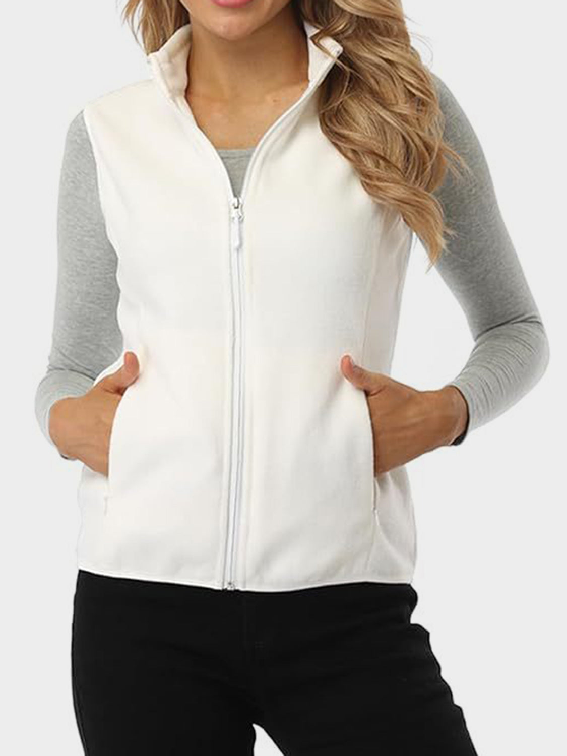 Outfit Flow - Zip Up Turtleneck Vest with Pockets