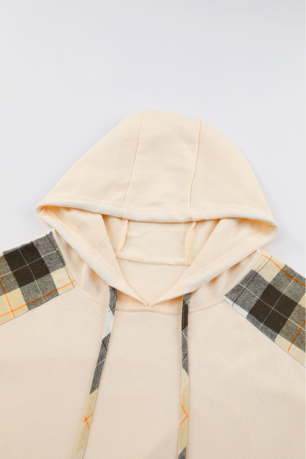 Outfit Flow - Drawstring Plaid Long Sleeve Hoodie