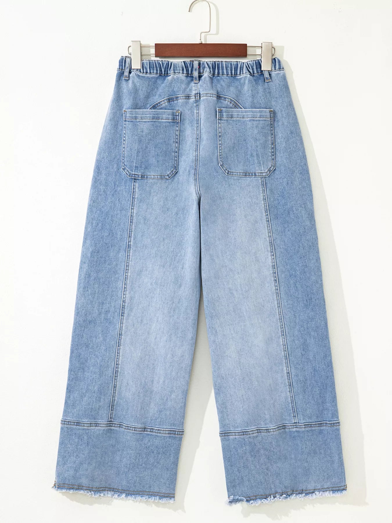 Wide Leg Drawstring Raw Hem Jeans OutfitFlow