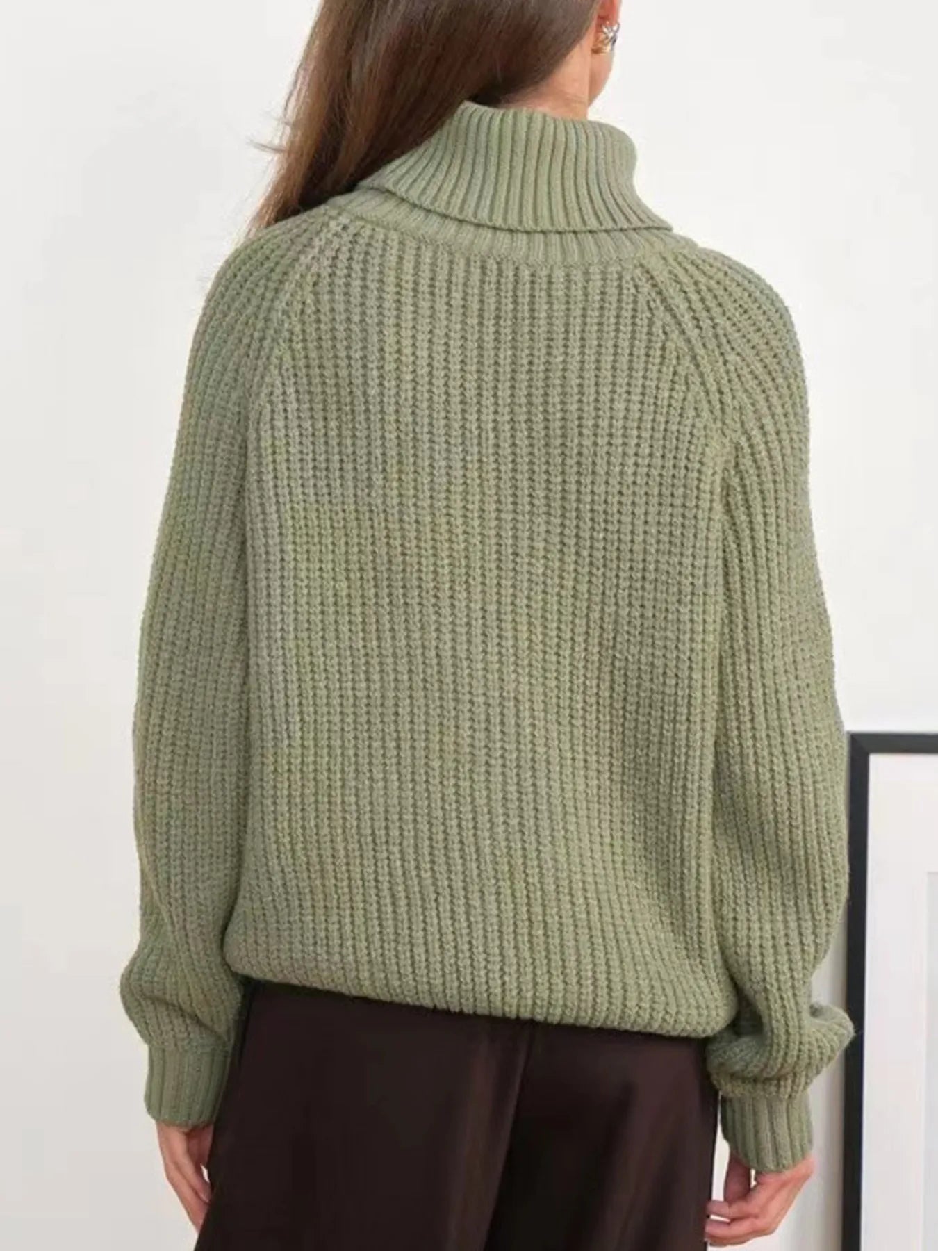 Turtleneck Long Sleeve Sweater OutfitFlow