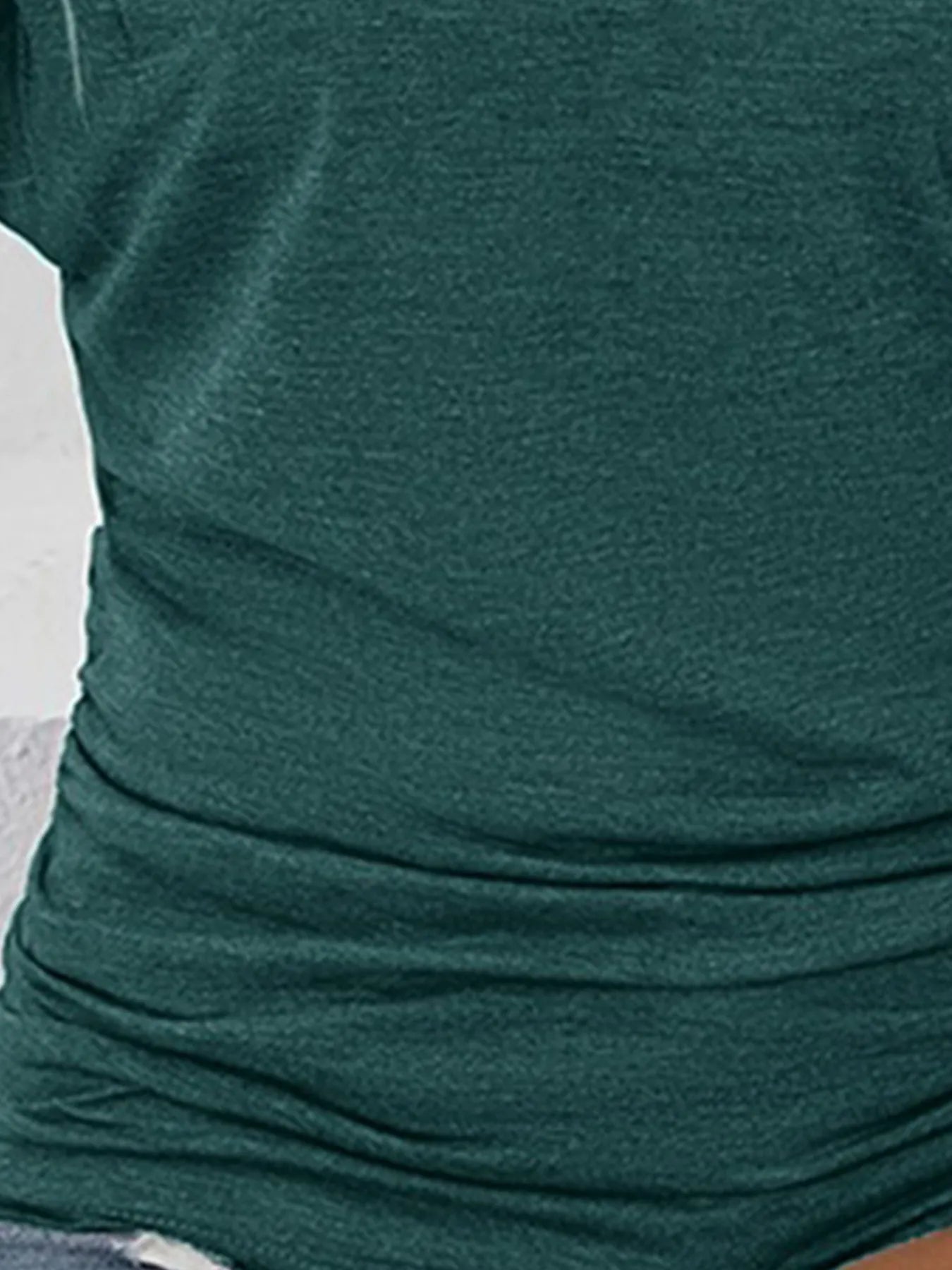Ruched Side Round Neck T-Shirt OutfitFlow