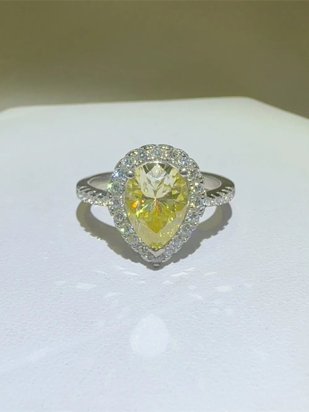 2 Carat Moissanite 925 Sterling Silver Teardrop Shape Ring OutfitFlow