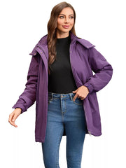 Full Size Hooded Mid-Length Windproof Outerwear Plus Size Purple OutfitFlow