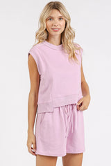 Mittoshop French Terry Crew Neck Top and Shorts Set OutfitFlow