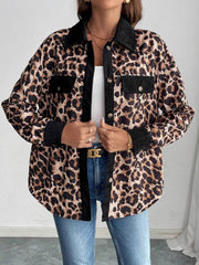 Outfit Flow - Leopard Collared Neck Button Up Jackets