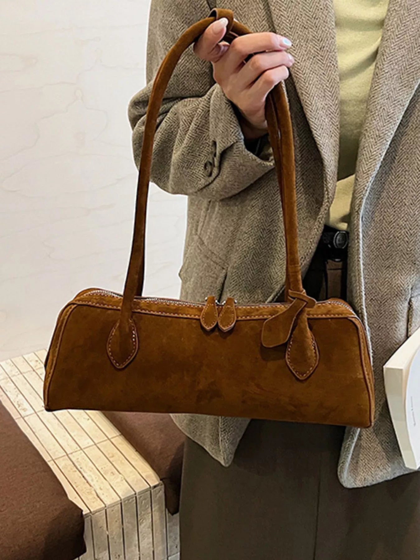 Solid Color Shoulder Bag Trendsi