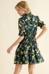 And The Why Floral Print Smocked Waist Mini Dress OutfitFlow