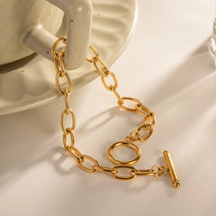 18K Gold-Plated Stainless Steel Toggle Chain Bracelet OutfitFlow