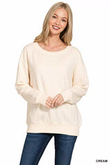 Zenana Fleece Boat Neck Sweatshirt OutfitFlow