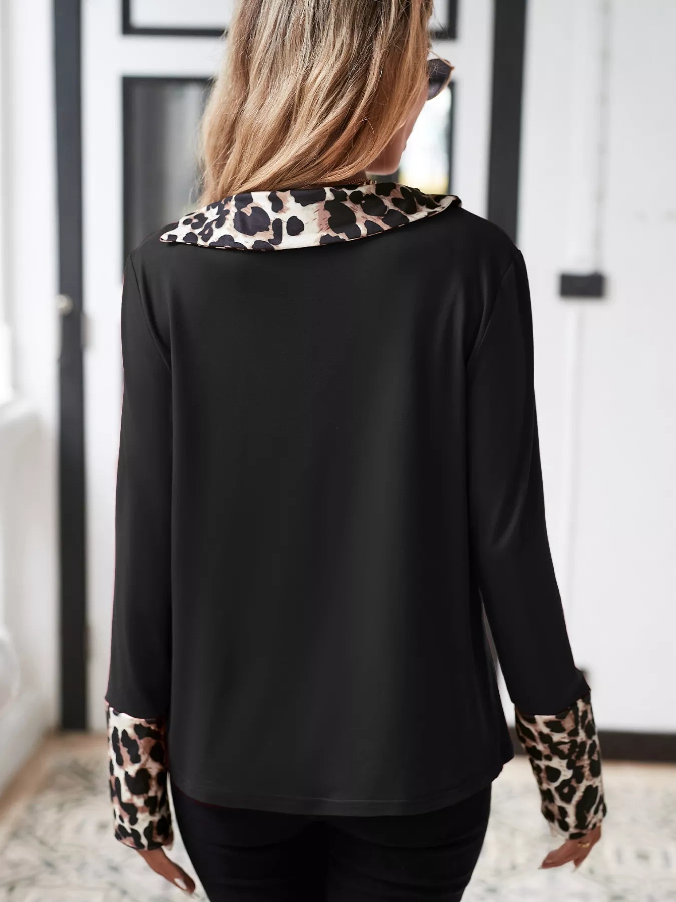 Leopard Long Sleeve Blouse OutfitFlow