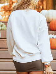 Halloween Pumpkin Patched Pattern Long Sleeve Sweatshirt OutfitFlow