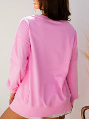 Sequin XOXO Letter Graphic Exposed Seam Baggy Sweatshirt OutfitFlow