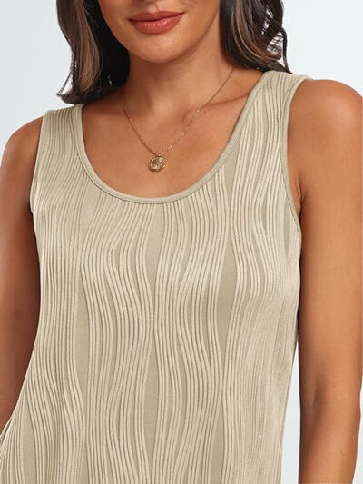 Round Neck Wide Strap Tank OutfitFlow