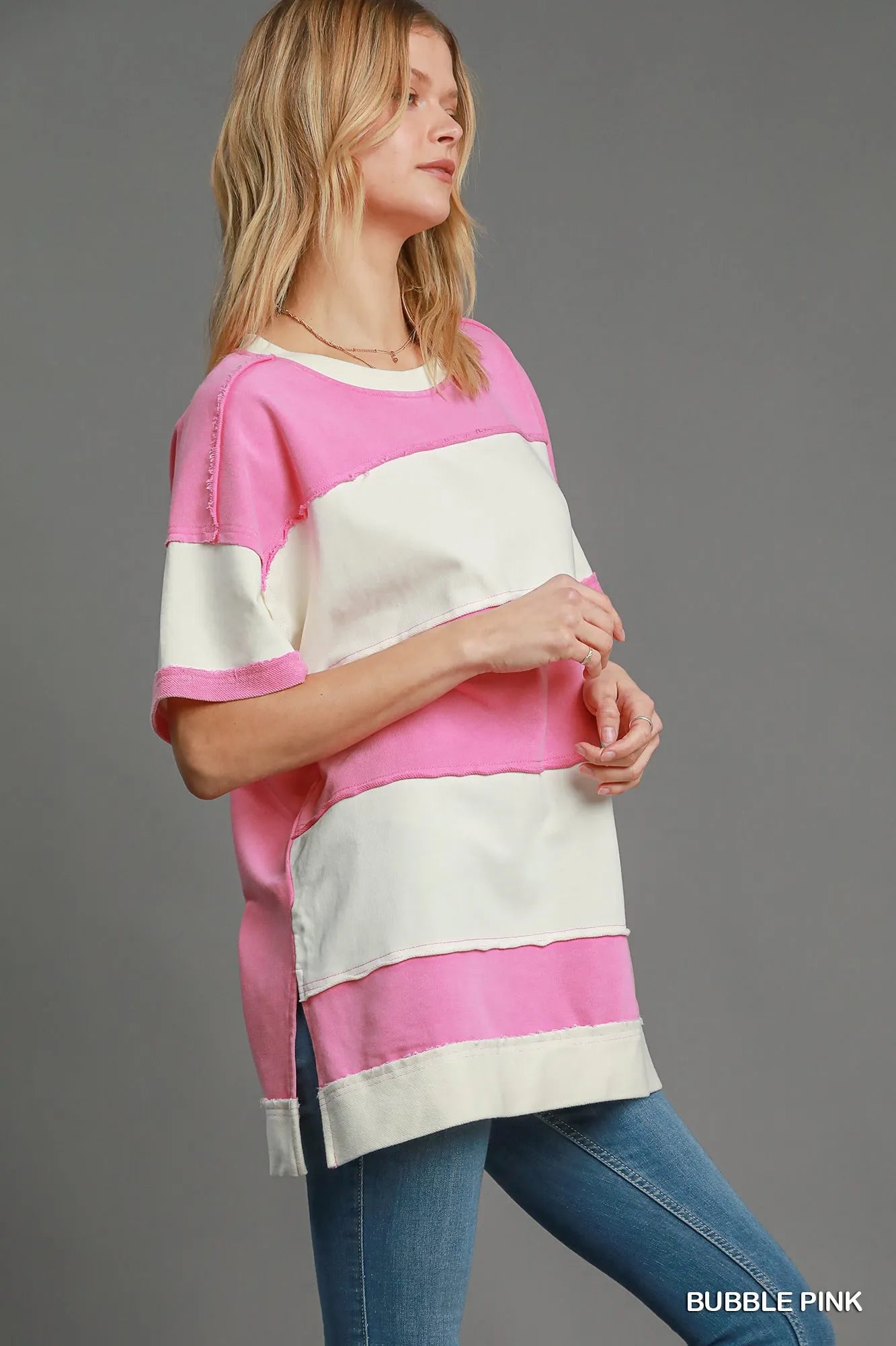 Umgee Mineral Wash ColorBlock Tunic Dress Trendsi