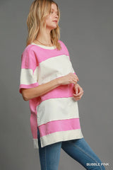 Umgee Mineral Wash ColorBlock Tunic Dress Trendsi