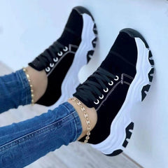 Outfit Flow - Lace-Up Round Neck Platform Sneakers